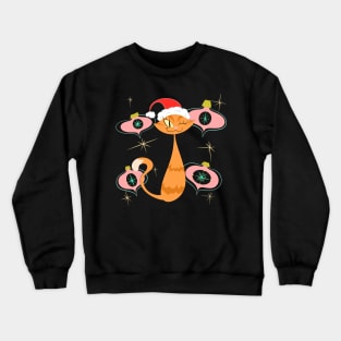 Orange Cat with Pink Ornaments Crewneck Sweatshirt